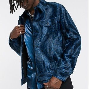 Faux Fur Western Cheetah / Leopard Print in Blue